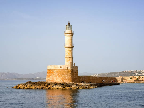Venitian port and lighthouse of Rethymno. Greece on 16, November 2022.