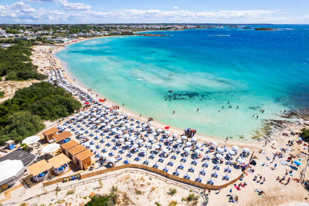 Torre Chianca sand beach with crystal sea, Apulia