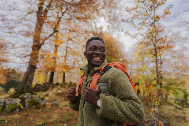 Portrait of a young male backpacker