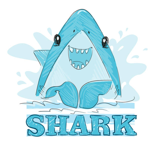 istock Hand drawn cute shark vector. Sketch fish sea. Childish print design for fabric, t-shirts, poster, background. 2194197974