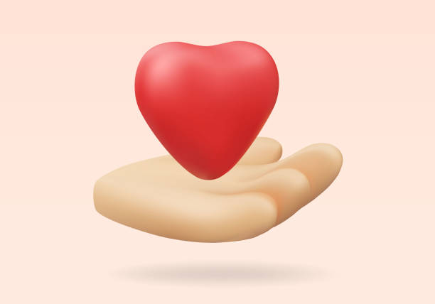 istock 3D vector render illustration of a red heart icon floating over a hand. It means giving love, care and help. Suitable for use in donation-related content. community support, kindness, or care 2194200834