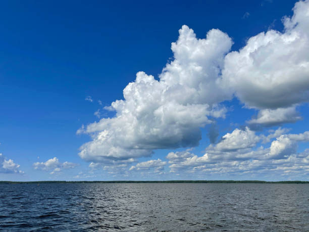 Beautiful big cloud over the Gulf of Finland of the Baltic Sea near St. Petersburg, Russia