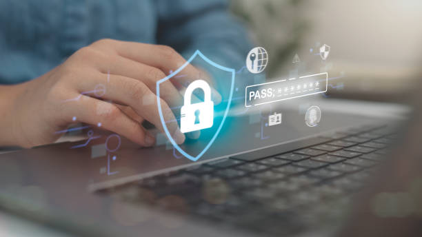 istock Cyber security and Security password login online concept. Hands typing username and password of social media, logging in with laptops to an online bank account, data protection hacker 2194206215