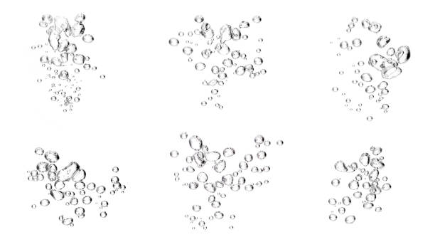 istock Water has a black background with bubbles and oil. Abstract underwater background isolated on white and blue water drops as liquid close-up natural shot. Beautiful oxygen bubbles. 2194209853