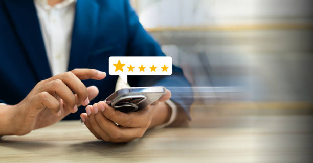 istock Online customer satisfaction Survey service concept, client rate service from experience in application,Consumer give five-Stars and feedback review for quality, Business reputation ranking from buyer 2194213821