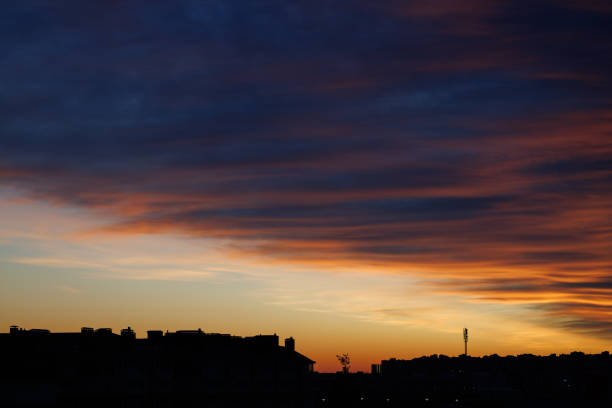 Scenic view of sunset sky above city