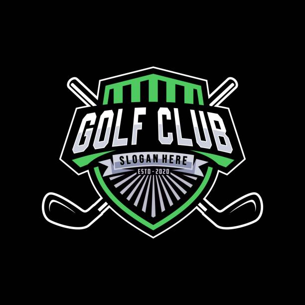 istock Badge emblem golf club, golf championship logo with golf ball and crossed golf sticks vector 2194219321