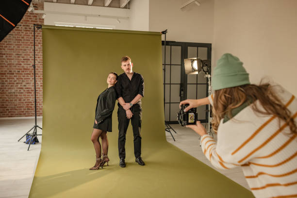 istock Artistic fashion shoot against chic studio backdrop 2194219608