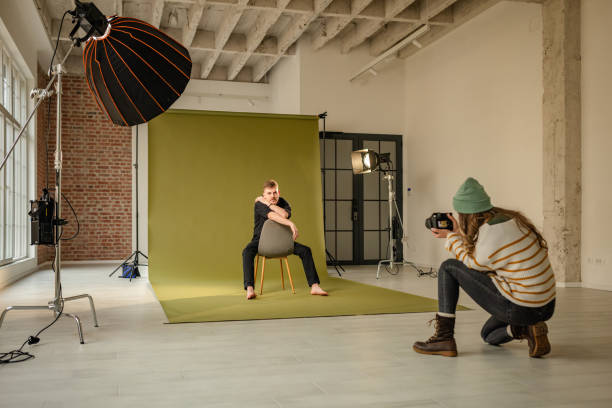 istock Colorful photo session with focused photography setup. 2194222190