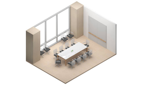 istock Isometric view of a meeting room,office space, 3d rendering. 2194222926