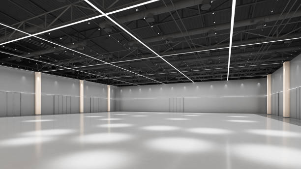 istock enormous white hall with exterior lighting large internal architecture white open space, 3d rendering 2194222930