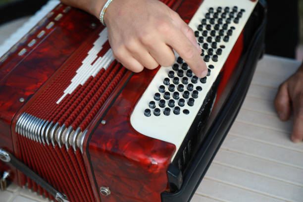 istock Man Testing All The Buttons Of His Accordion 2194225027