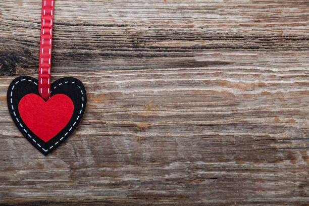 heart on wooden background. Valentine's day concept. Space for text.