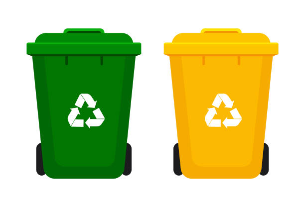 stockillustraties, clipart, cartoons en iconen met plastic trash cans illustration. - recylcebak