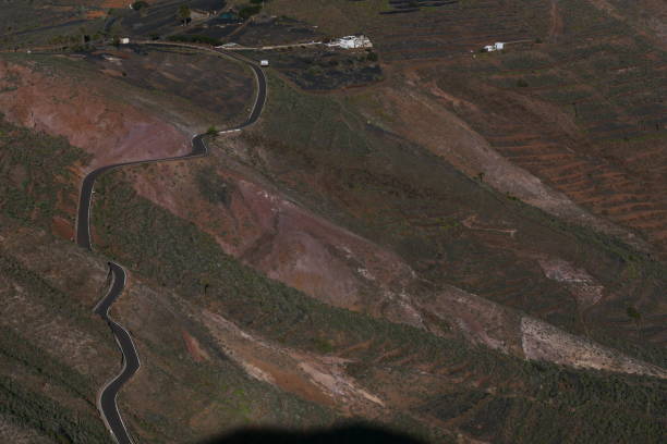 A narrow road between Haria and Tabayesco, Lanzarote, Canary Islands