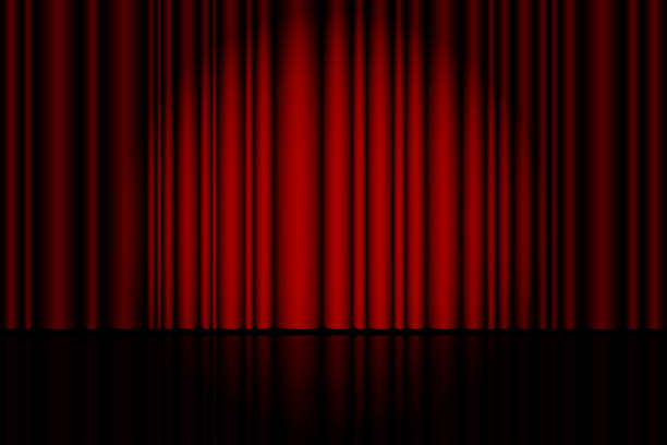 istock Red curtain background. Spotlight on stage curtain. Theatrical drapes. Wavy velvet background. Vector illustration 2194240772