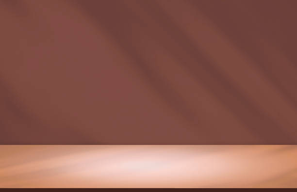 istock Brown background with mocha mousse wall color trend 2025 and empty stage with light and shadow on beige floor surface for product mockup display presentation backdrop, illustration 2194242714