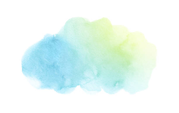 istock Abstract watercolor bright blue-green painting with stains, splashes and paper texture 2194244354