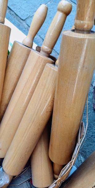 istock New, unused wooden rolling pins.  Wooden rolling pin 2194246175