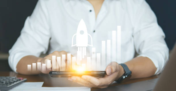 istock Concept business growing graph, chart with company progress and growth by economic growth, Business people check and analytic data of Annual Economic Growth Data. 2194249226