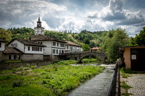 istock Tryavna old town with stone bridge and flowing river. Bulgaria. Spring 2194250852