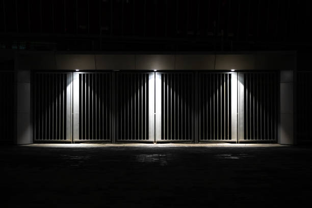 istock Gate lighting at night, entrance to the stadium. Minimalism 2194255461