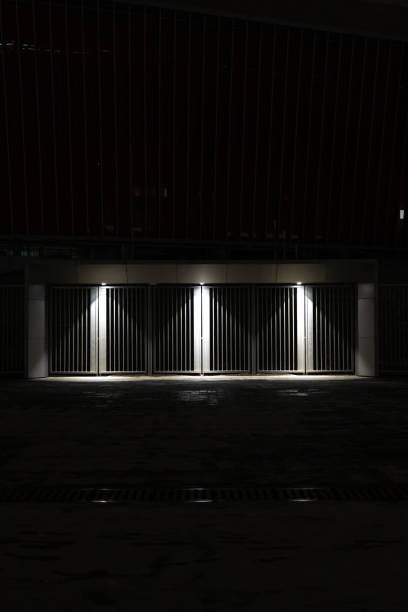 istock Gate lighting at night, entrance to the stadium. Minimalism 2194256576