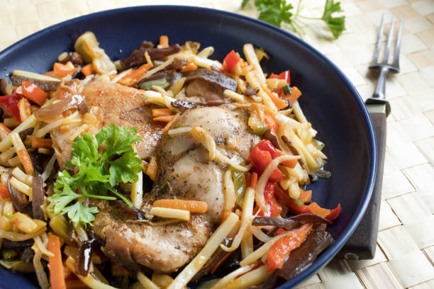 Chicken and Thai Vegetables with sugar snap peas