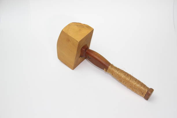 istock Handmade Wooden Mallet with Rope-Wrapped Handle 2194260671