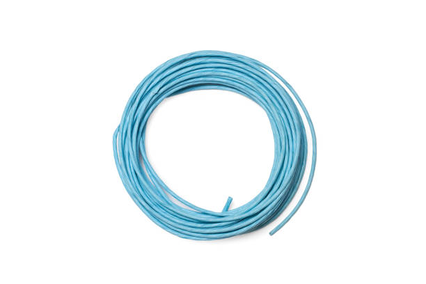istock Light blue twisted paper cord on a white background with copy space 2194264572