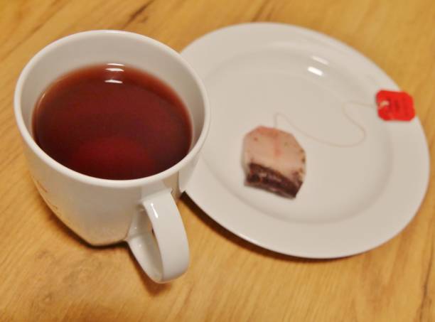 istock Fruity Tea in the cup and used tea bag 2194268700
