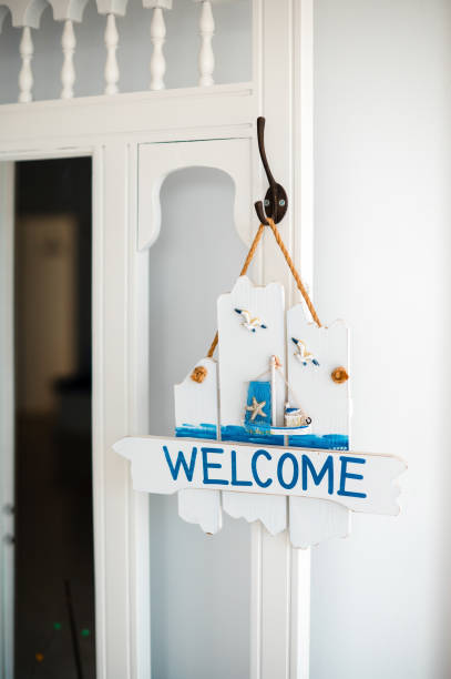 Nautical Welcome Sign with Seagulls and Lighthouse