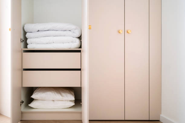 istock Organized wardrobe in a contemporary bedroom with modern design features 2194274436