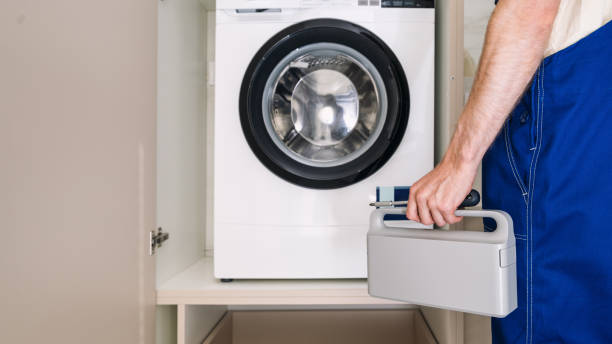 istock Modern automatic washing machine in a stylish laundry room for efficient cleaning 2194274689