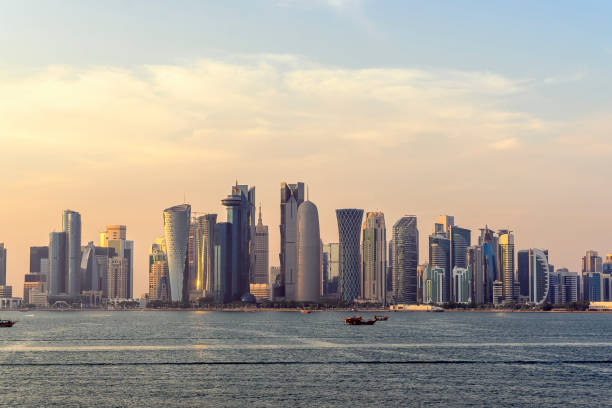 istock doha qatar skyscrapers by the sea at sunset 2194276090