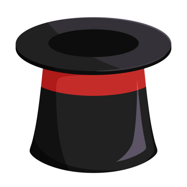 Top Hat Illustration of a top hat with a red ribbon black hat upside down stock illustrations