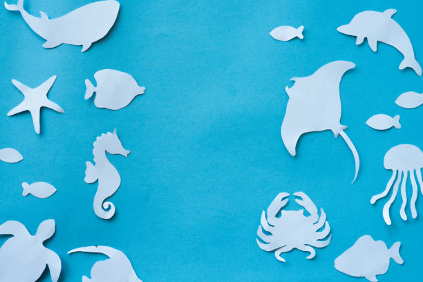 istock Fish copy space background in paper cut out craft 2194286252
