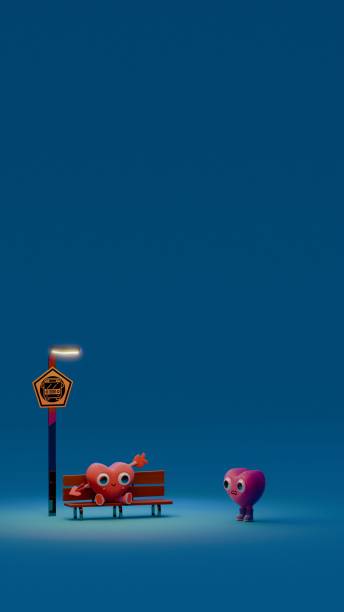 istock Playful Heart Characters Interacting at a Bus Stop 2194291330