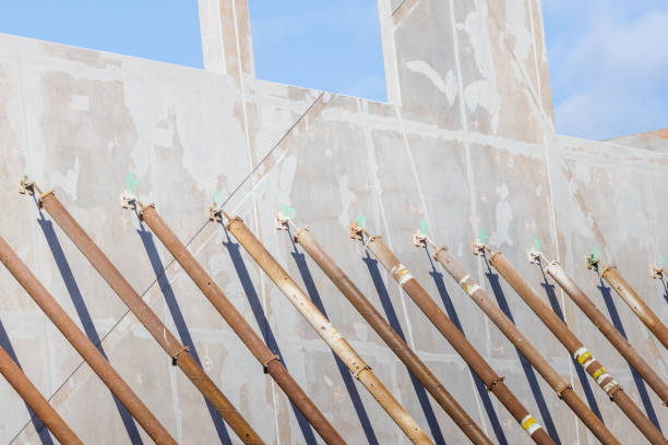 istock Lines of Temporary Bracing Concrete Walls 2194300048