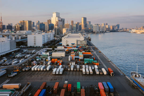 istock Transport docking area and cargo ships in Tokyo Bay 2194303407
