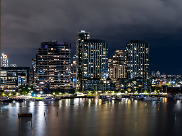istock Docklands waterfront aerial view at night. Melbourne, Australia 2194308164