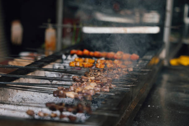 istock Grilled traditional Turkish liver kebab on a skewer 2194313789