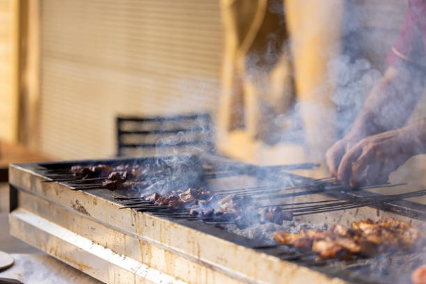 istock Grilled traditional Turkish liver kebab on a skewer 2194314042