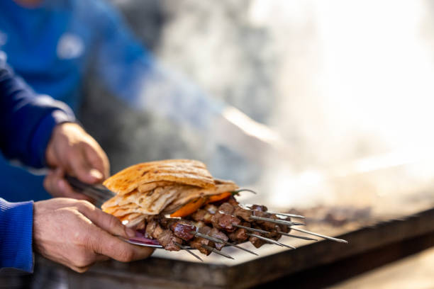 istock Grilled traditional Turkish liver kebab on a skewer 2194315146