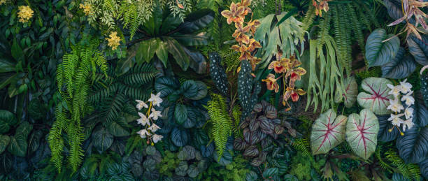 istock Creative nature green background, tropical leaf banner or floral jungle pattern concept. 2194316119