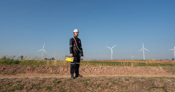 istock Engineer inspection and survey work in wind turbine farms 2194317034
