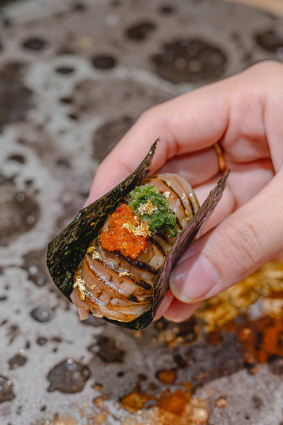 Luxury Hand Roll Sushi with Exquisite Garnishing