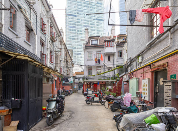 Shanghai, China. January 7, 2025.. view of the small streets in a traditional old neighborhood in the city center