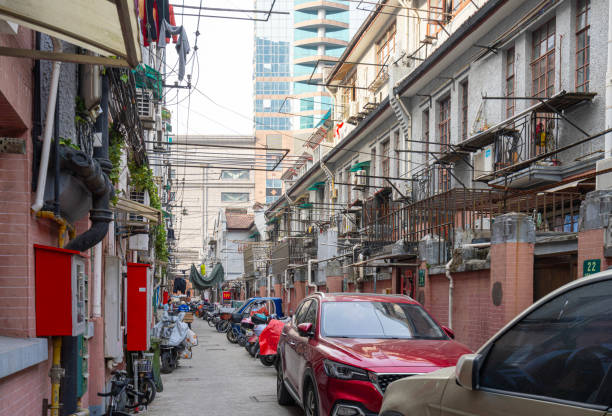 Shanghai, China. January 7, 2025.. view of the small streets in a traditional old neighborhood in the city center