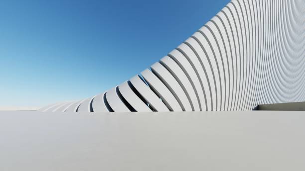 istock 3d render of abstract modern architecture with empty cement floor, minimal exterior, car presentation background 2194321899